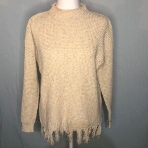 Antoinette Women’s Oatmeal Colored Fringe Sweater Size S/M